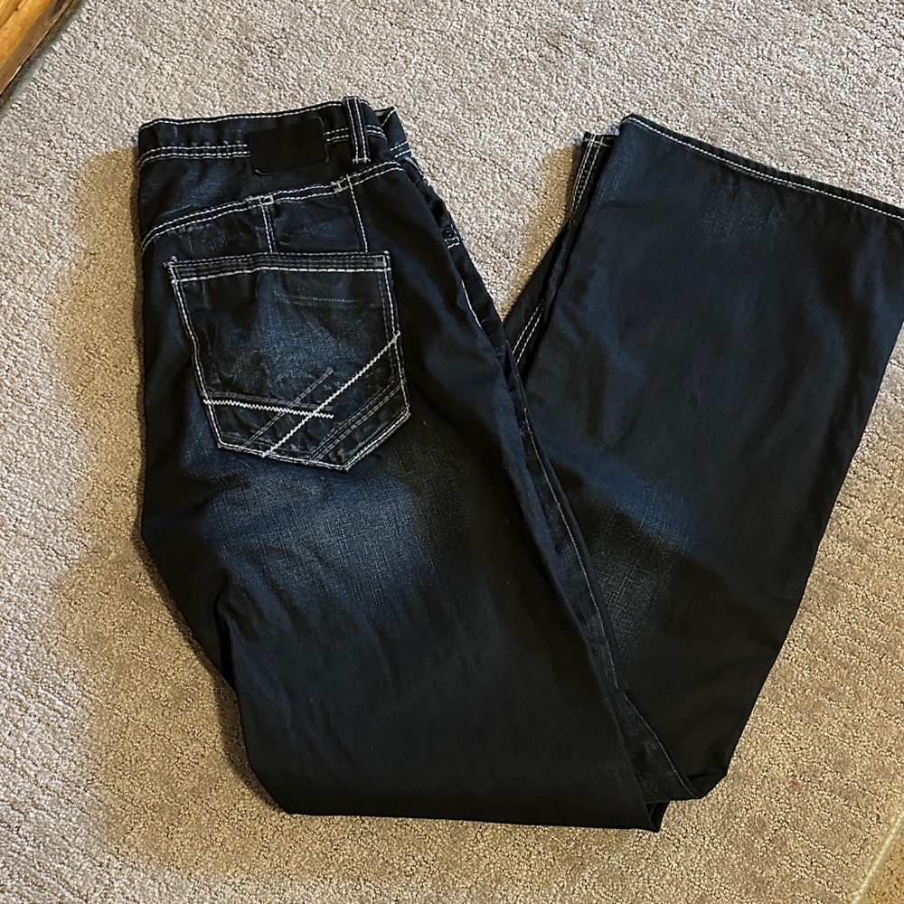 BKE Dark Blue Denim Jeans with White Accents